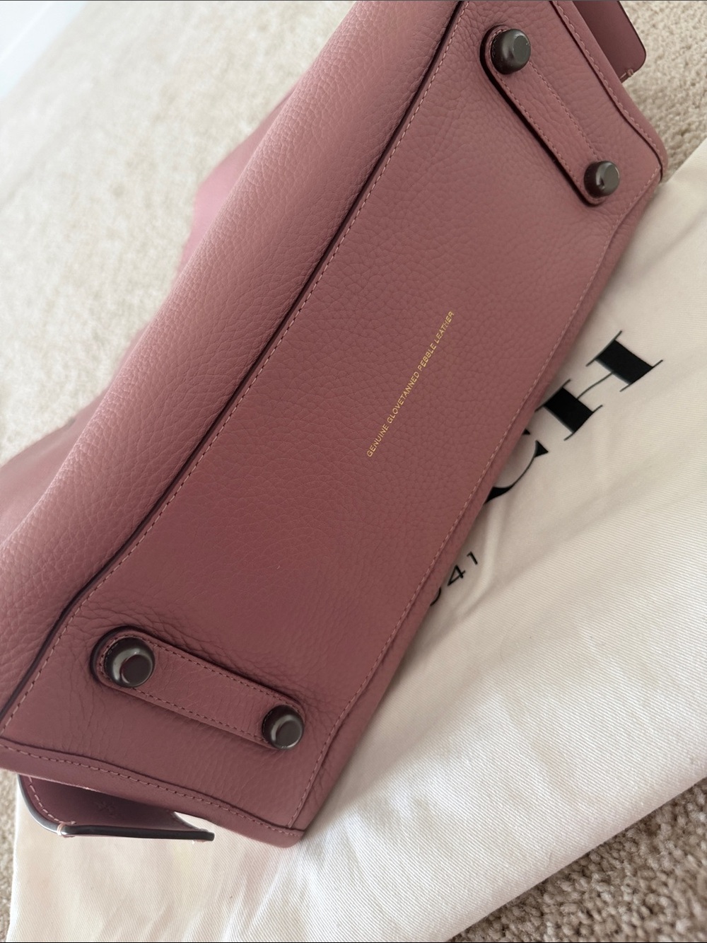 Coach rogue 30 Pebbled Leather suede bag with studs and tea roses - Picture 12 of 16